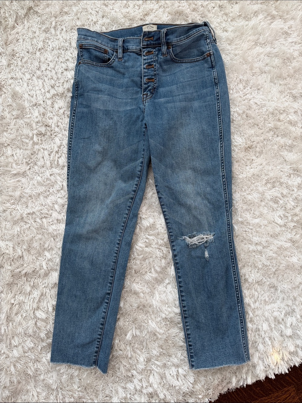 J. Crew Mid-Blue Straight-Leg Button-Fly Jeans